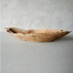 Decorative wooden bowl of teak root Perahu big 70 x 18 x 12 cms