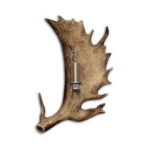 Fallow deer antler wall lamp with stainless 37206