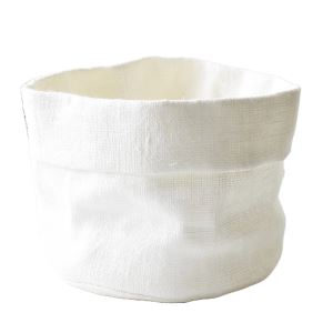Linen bread basket, white 14 x 22 cm
