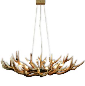 Oval deer antler chandelier with 12 stainless candle light sockets