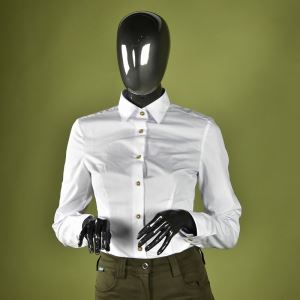 Women's white blouse with long sleeves, size 34