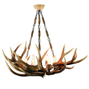 Deer antler chandelier with 6 candle lamps.