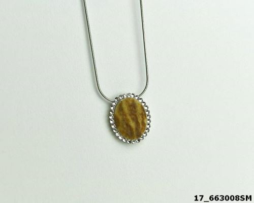 Deer antler oval necklace 2 cms with Smoky Mauve Swarovski Crystals and surgical steel chainlet