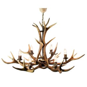 Deer antler chandelier with 6 candle lamps