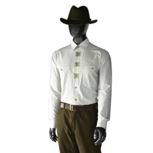 Men's long-sleeved shirt, light green stripe, size 40