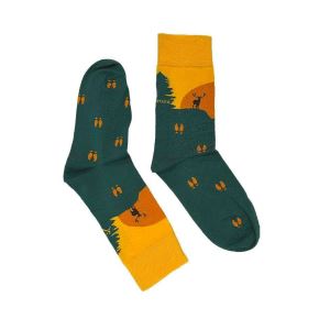 ARTURE premium cotton socks with deer, orange-green, size 37-41