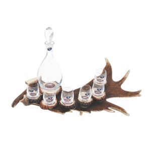 Fallow deer antler liqueur set with carafe