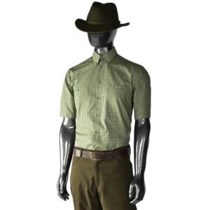 Men's long-sleeved shirt, grass green plaid, size 44