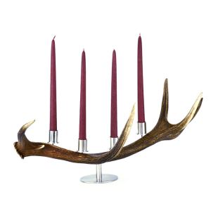 Deer antler candle holder with stainless steel finishes for 4 candles