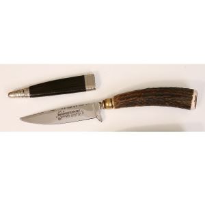 Knife with deer antler handle