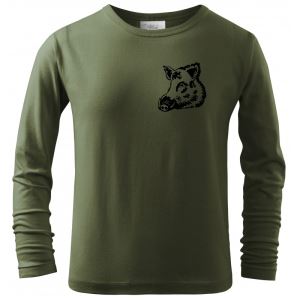 Children's long sleeve cotton T-shirt with wild boar print, size 10 years