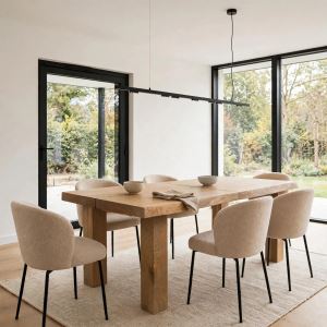 Solid Wood Dining Table, 220 × 90 × 77 cm
