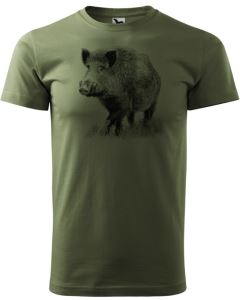 Children's cotton T-shirt with black wild boar print, size 110