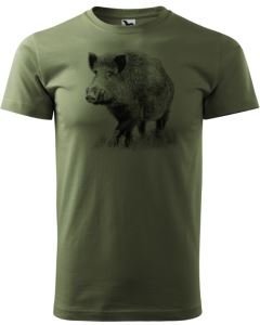 Children's cotton T-shirt with black wild boar print, size 116