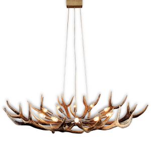Modern oval  deer antler chandelier with 10 stainless sockets and wire hanging