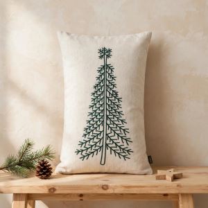 Decorative beige cushion Klaus with Christmas tree 30 x 50 cm Decorative beige cushion Klaus with Christmas tree 30 x 50 cm