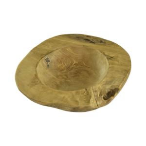 Small natural wooden bowl of teak root 30 x 25 x 6 cm