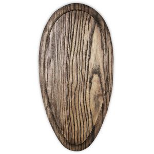 Milled wooden panel for deer trophy - oval in dark shade