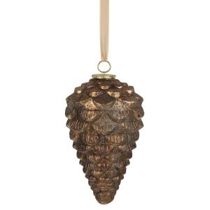 Glass decoration cone, antique brown 26 cm