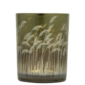 Tea light candle holder, medium, grass motif, 12 cm