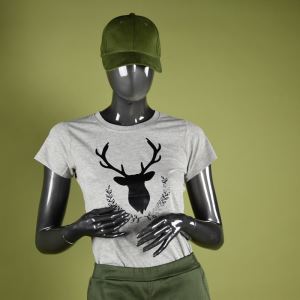 Women's T-shirt "deer", grey, size XL