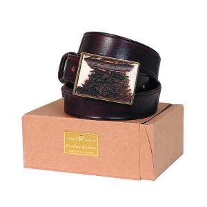 Leather belt 30 mm with rectangular antler buckle