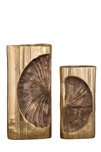 Decorative gold vase with leaf imprint