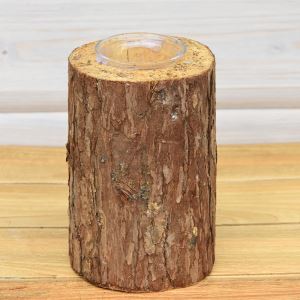 Tea candlestick wooden block 10 x 15 cm