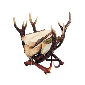 Log basket of deer antlers