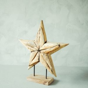 Wooden decoration star medium