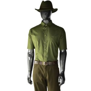 Men's long-sleeved shirt, dark green without motif, size 42