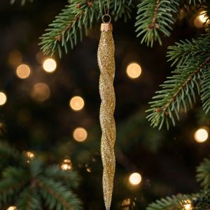 Christmas Icicle Ornament, Fully Sprinkled with Gold, 20 × 1.5 cm, Set of 6 Christmas Icicle Ornament, Fully Sprinkled with Gold, 20 × 1.5 cm, Set of 6