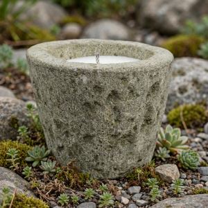 Outdoor candle in stone pot 18 x 24 cm Outdoor candle in stone pot 18 x 24 cm