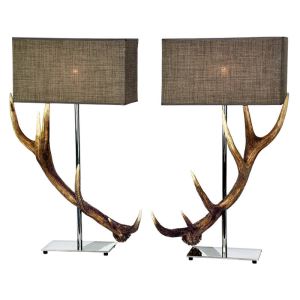 Stainless lamp with deer antler