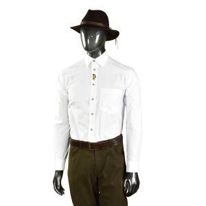 Men's long-sleeved white formal shirt with embroidery, size 38