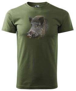 Cotton T-shirt with wild boar print, size S