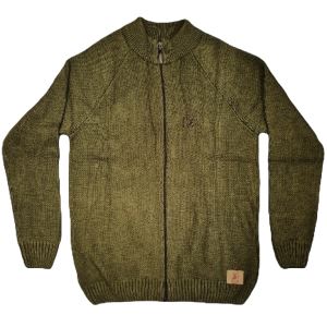 Men's sweater C.I.T. green full-zip, size L