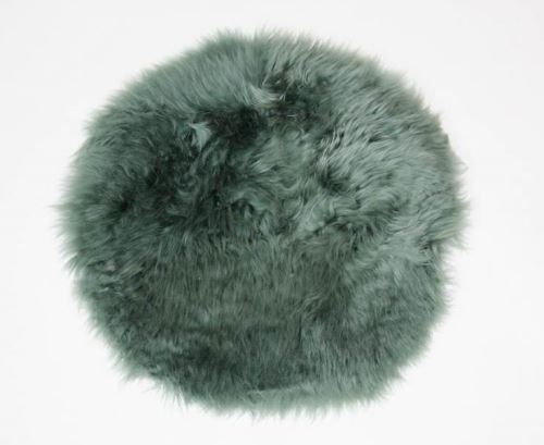 Sheepskin seat cushion green diameter 37 cm
