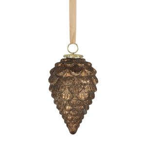 Glass decoration cone, antique brown 18 cm
