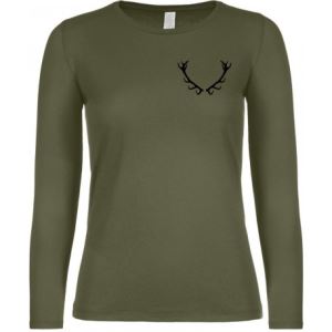 Women's long sleeve cotton slim t-shirt with antlers size L