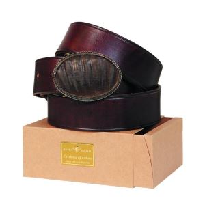 Leather belt 40 mm with mouflon horn oval buckle
