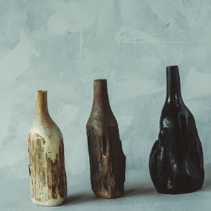 Teak root vase Gendhul 15 x 15 x 40 cm black