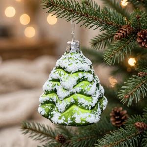 Christmas ornament light green snow spruce, 8 cm 6 pcs