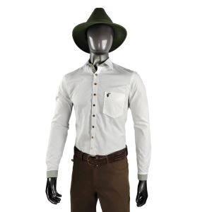 Pánská bavlněná slimfit košile, bílá s výšivkou jelínka, dlouhý rukáv, vel. 45/46
