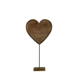 Stojací dekorace srdce z mangového dřeva 27 cm