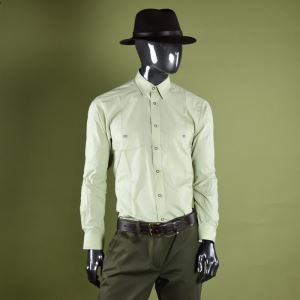 Men's long-sleeved shirt, light green without motif, size 38