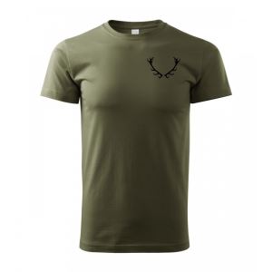 Cotton T-shirt with print, antlers, size L