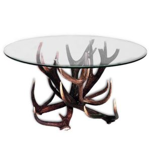 Antler coffee table with oval glass top