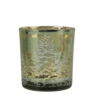 Svícen na čajovou svíčku, malý, motiv borovice, 8 cm