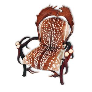 Deer antler armchair ARTURE Komfort with fallow deer fur